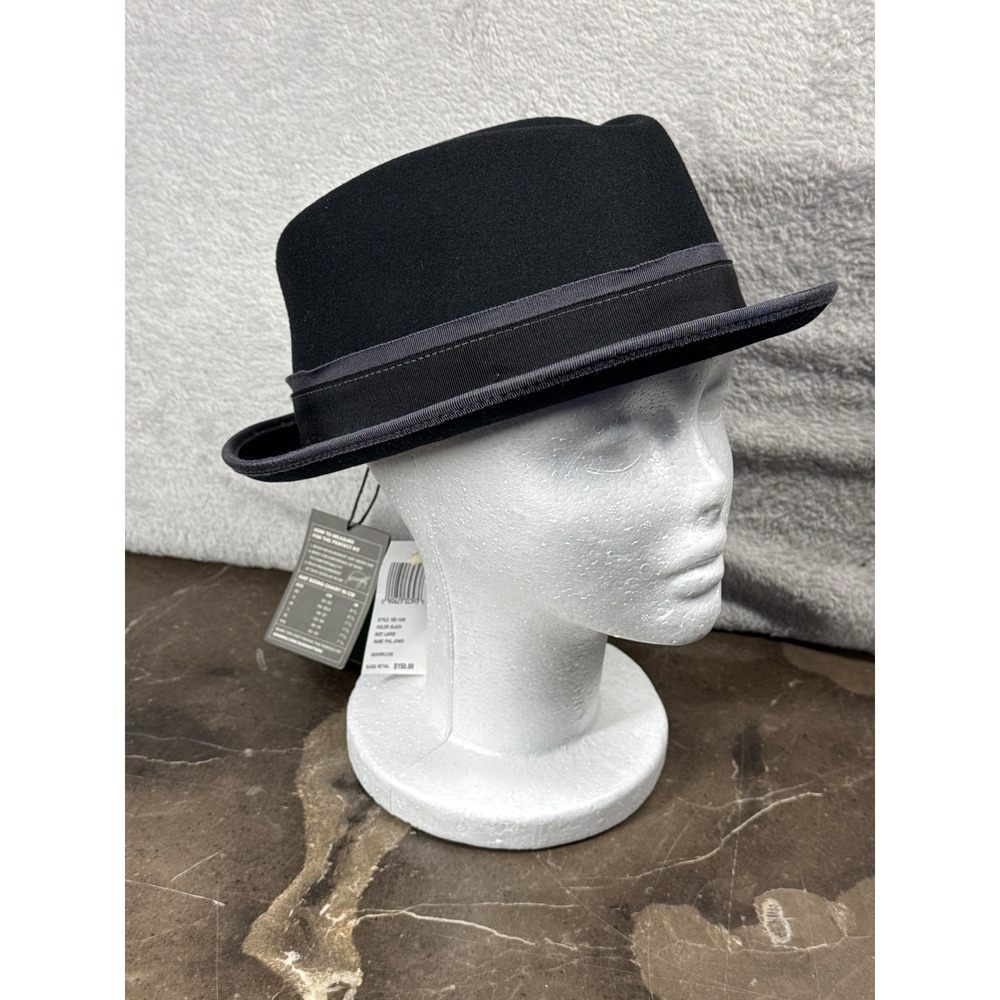 Goorin Bros Phil Jones Fedora Hat Mens Large Black 100% Wool 100-1449 New